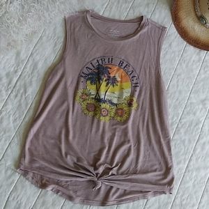 NWOT Malibu Beach Muscle Tee w/ Front Knot Detail